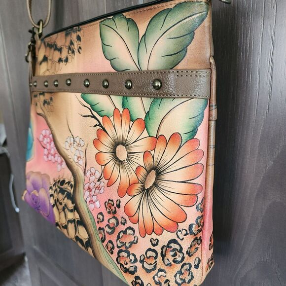 Anuschka S.M.D.C Medium Crossbody Convertible Purse Adjustable Floral Safari - Picture 6 of 16